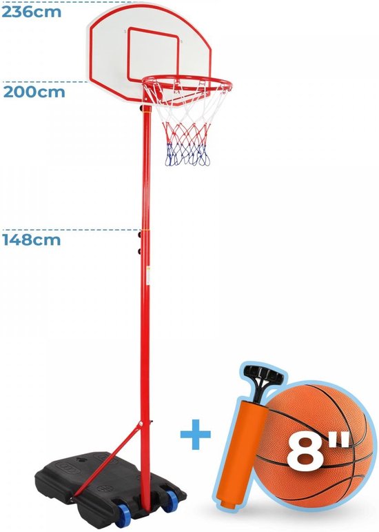 ring Meesterschap tellen Infantastic - Basketbalstandaard met wielen - in hoogte verstelbaar tot 236  cm - voor... | bol.com