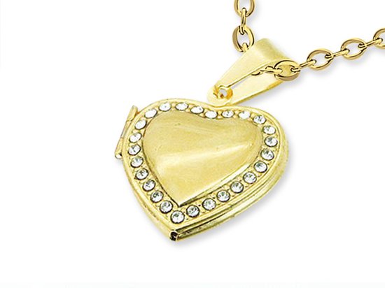 Amanto Ketting Esin Gold - 316L Staal - Hart - Medaillon - 24x21mm - 45cm