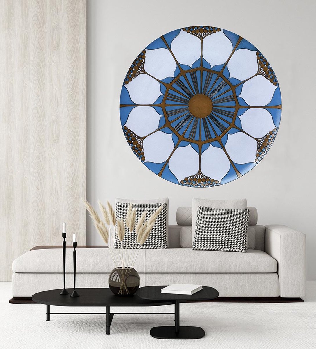 Icon Blauwe behang cirkel 80 cm