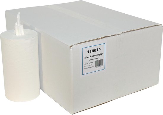 Mini rol papier, 22 cm x 120 mtr, 12 rol - handpapier - afdroogpapier ...