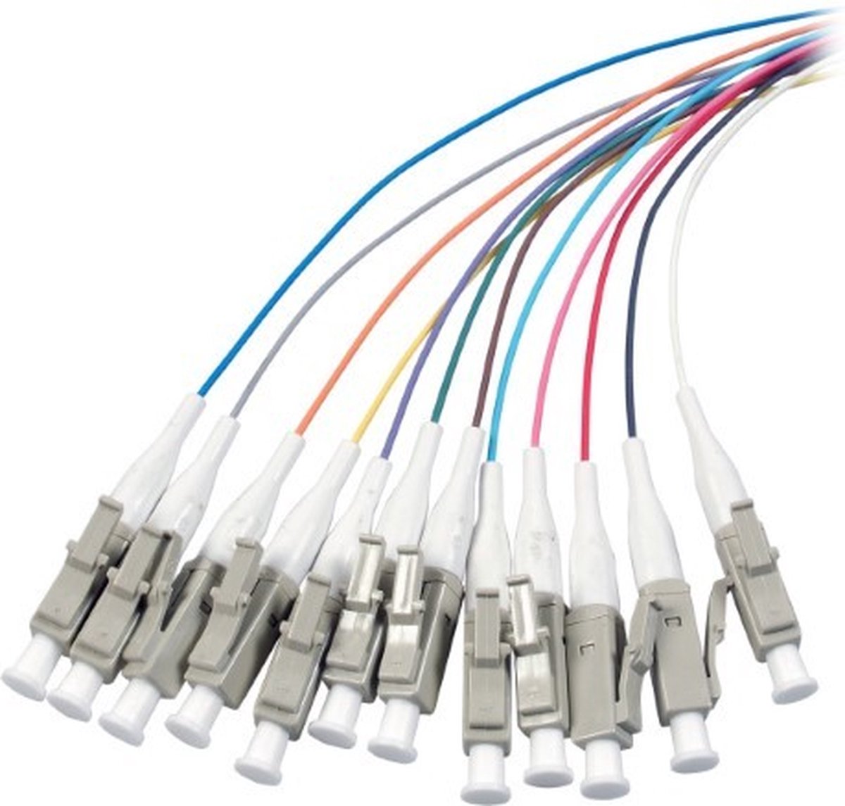 OM3 glasvezel pigtail gekleurde set LC - 12 stuks
