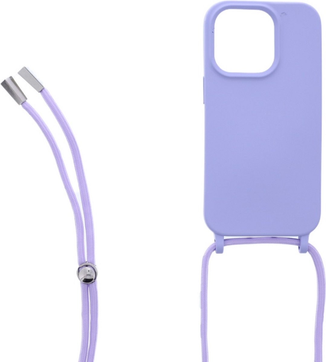 LuxeBass Siliconen hoesje met koord geschikt voor Apple iPhone 14 Pro Max - Paars - telefoonhoes - gsm hoes - telefoonhoesje