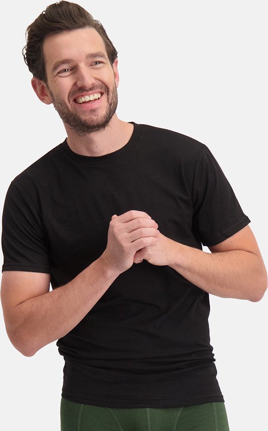 Bamboo Basics T-shirt en bambou extra long pour homme à col rond Ruben - Lot de 2 - Noir - L