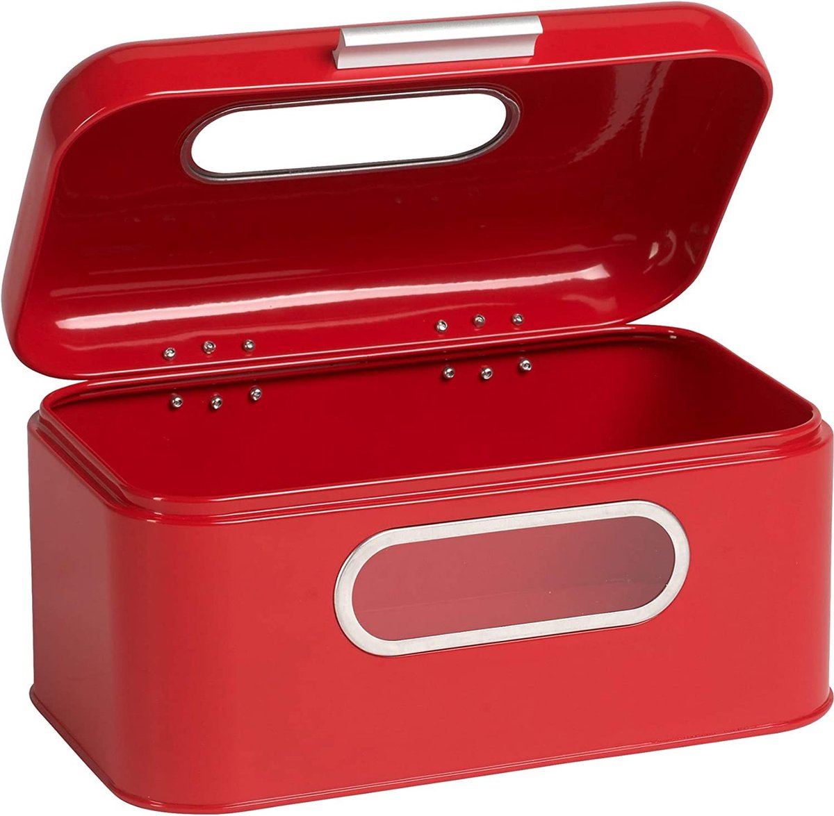ECHTWERK Broodtrommel, broodtrommel, van metaal,"smal", rood, 30 x 20 x 15,5 cm
