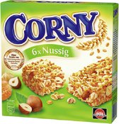 Corny nootachtige mueslirepen, 6 stuks à 20 g, mueslirepen van hazelnoten, geroosterde volkorenvlokken & cornflakes, 10 x 120 g pakken