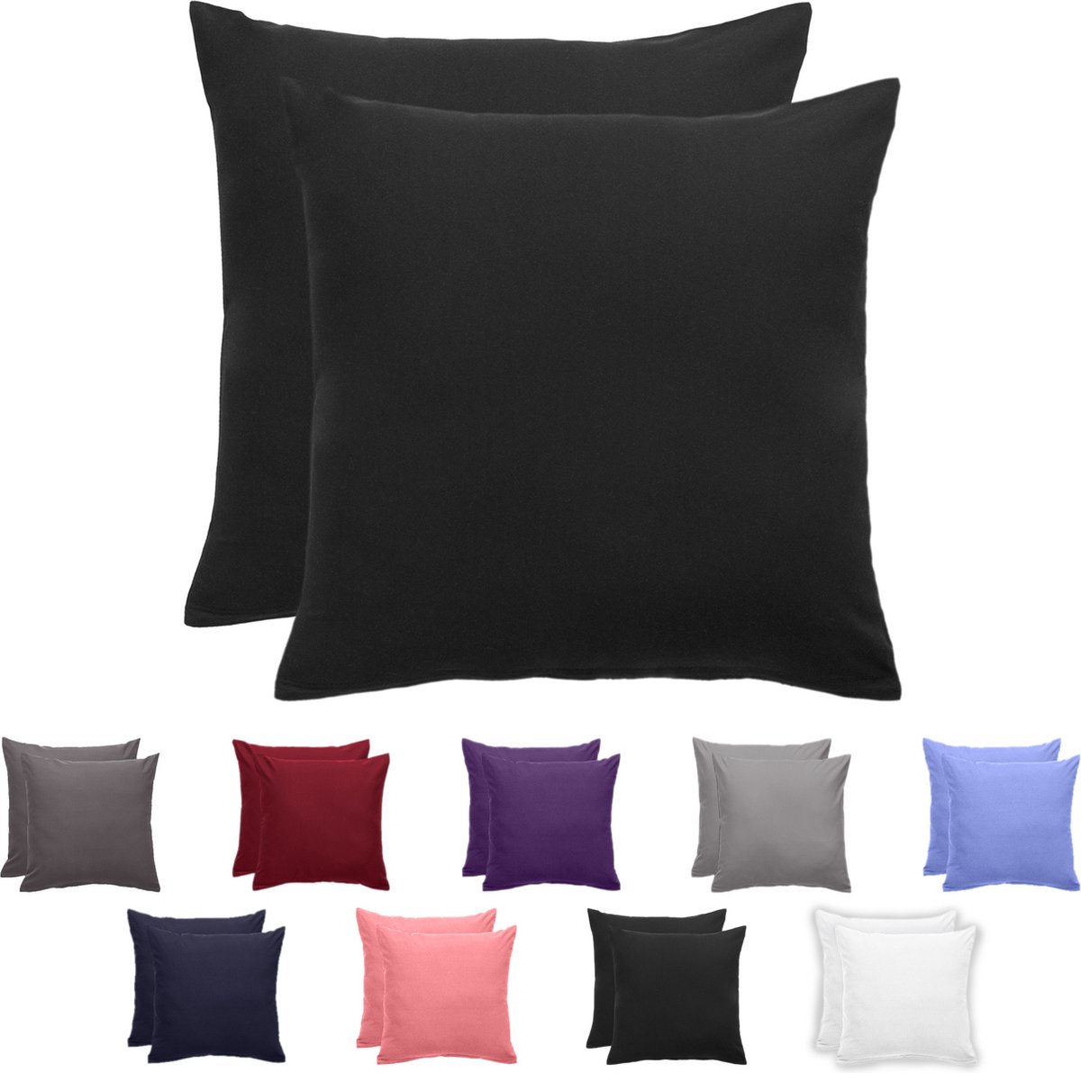 Komfortec Set van 2 Premium Kussenslopen 50x50 cm - Superzachte Kussenhoes - 100% Microvezel - 120g/m² - Zwart