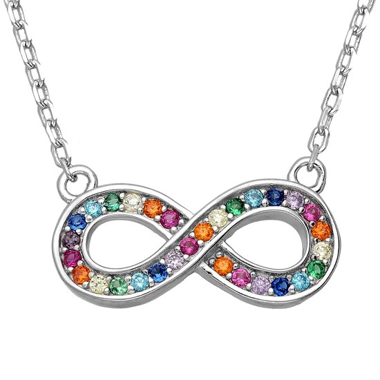 EAR IT UP - Collier - Infini - Arc-en-ciel - LGBT - Argent 925 rhodié - Zircone - Sertissage pavé - 41 à 43 cm - 1 pièce
