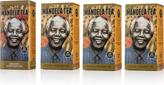 Mandela Tea - Biologische Honeybush - Geschenkset - 1 Theeblik en 3 Doosjes - 80 Zakjes Totaal - Superleuk Cadeau Voor Theeliefhebbers