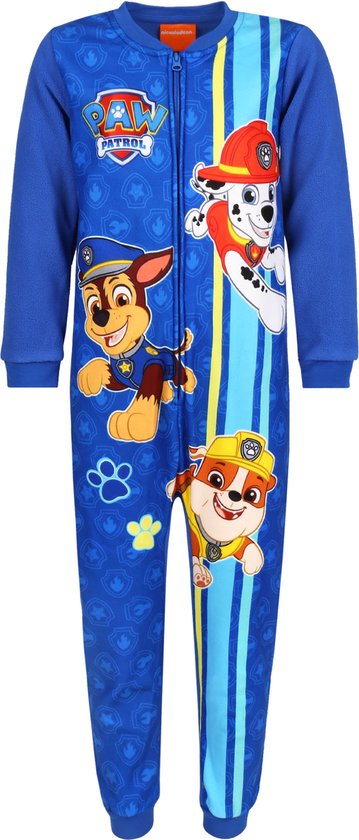Paw Patrol Chase, Marshall, Rubble - Onesie pyjama / jumpsuit voor jongens, fleece, blauw OEKO-TEX