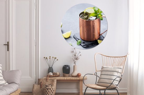 WallCircle - Wall Circle - Wall Circle Indoor - Gobelet - Boisson - Citroen - 140x140 cm - Décoration murale - Peintures Ronds