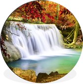 WallCircle - Wandcirkel - Muurcirkel - Herfst - Waterval - Natuur - Aluminium - Dibond - ⌀ 90 cm - Binnen en Buiten