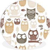 Illustration d'automne hiboux Assiette en plastique cercle mural ⌀ 140 cm