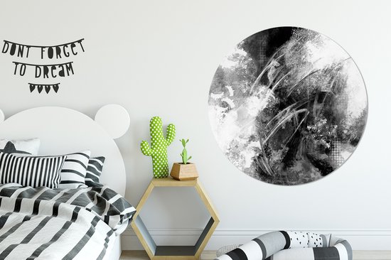 Assiette en plastique cercle mural texture Zwart et blanc ⌀ 150 cm - impression photo sur cercle mural / cercle vivant (décoration murale)