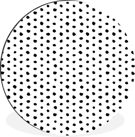 WallCircle - Wandcirkel - Muurcirkel - Stippen - Zwart - Wit - Patronen - Aluminium - Dibond - ⌀ 140 cm - Binnen en Buiten