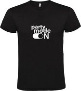 Zwart T-Shirt met “ Party Mode On “ afbeelding Wit Size S