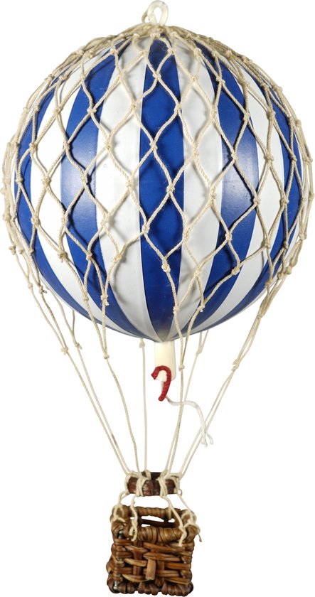 Authentic Models - Luchtballon Floating The Skies - Luchtballon decoratie - Kinderkamer decoratie - Blauw Wit - Ø 8,5cm