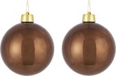 Mica Decorations Kerstballen - 2 st - kunststof - kastanje bruin - 20 cm