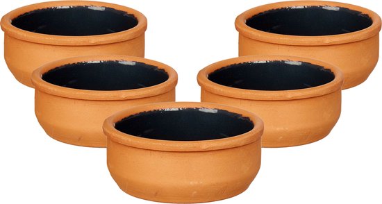 La Dehesa - Set 18x plats à tapas/crème brûlée terre cuite/noir 8 cm