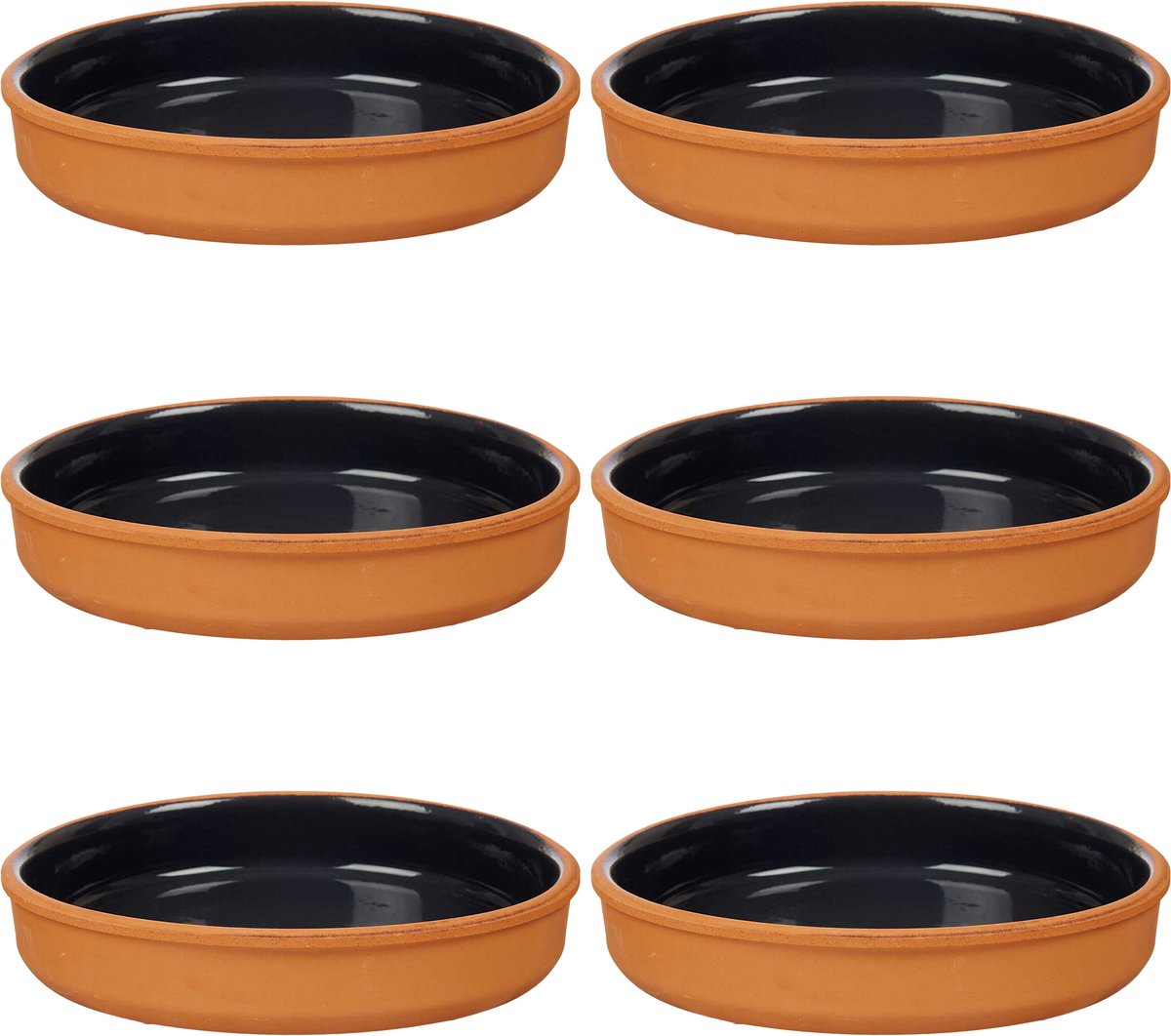 La Dehesa Tapas/hapjes serveren/oven schaal terracotta/zwart 23x4 cm - 6x stuks