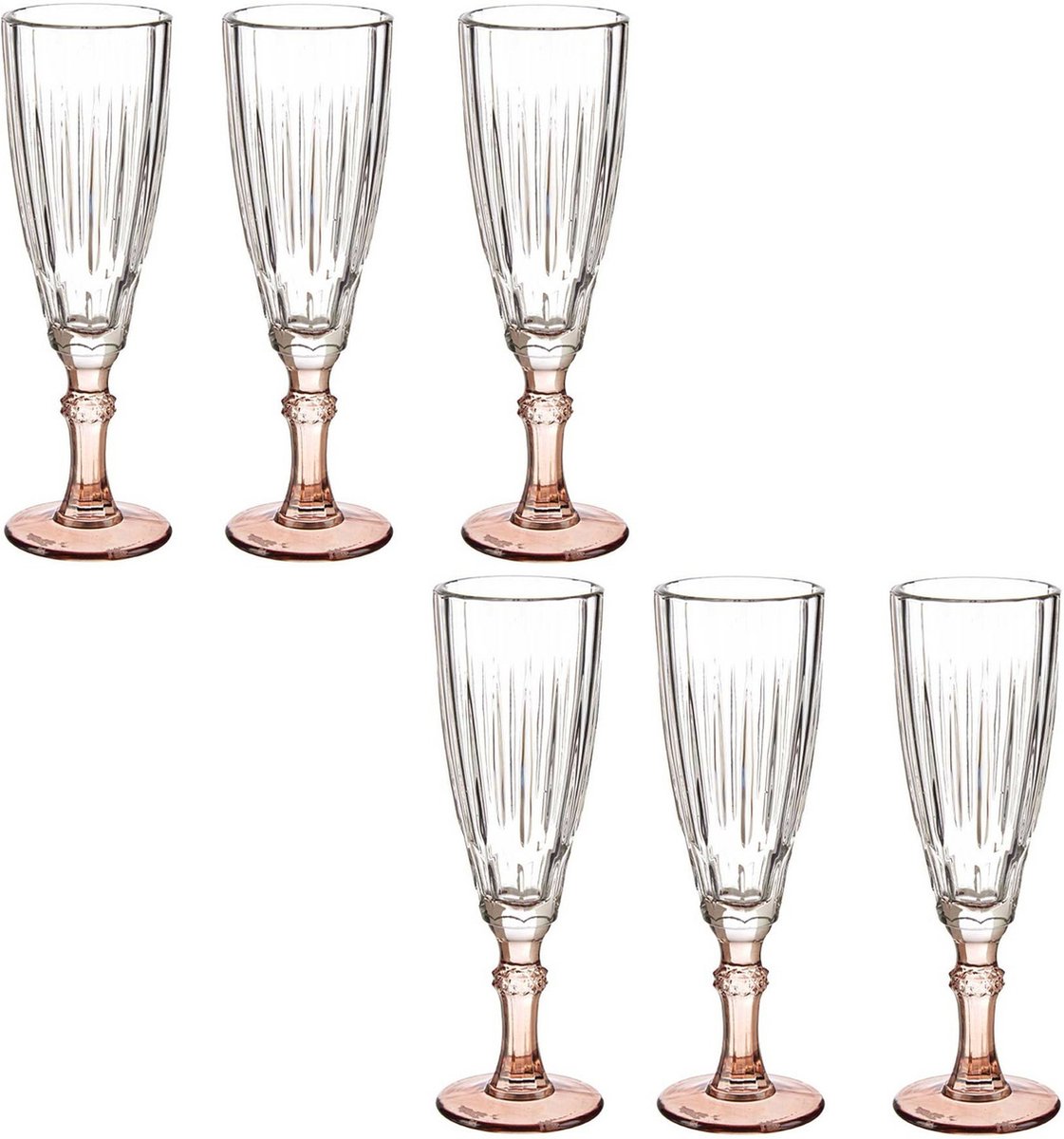 Vivalto Champagneglazen Exotic Collection - set 12x - oudroze voet - 170 ml - Champagne flutes