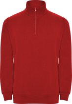 Rode sweater met halve rits model Aneto merk Roly maat XL