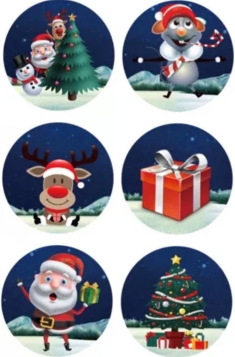 Kerst stickers rond - 50 stuks - 6 soorten - promoten bedrijf - hobby - bedrijf - webshop - bestellingen - brief - pakket