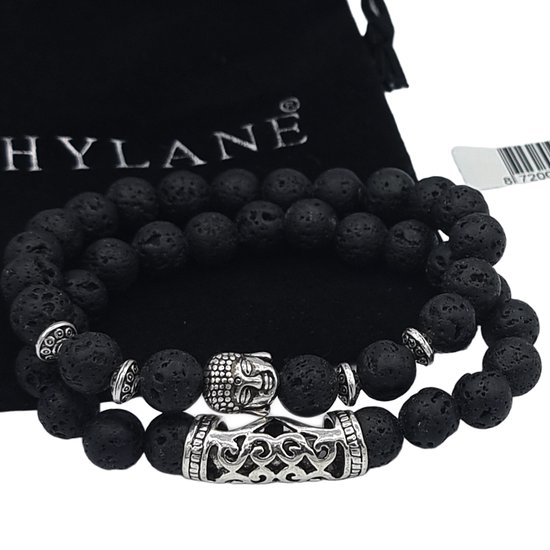 Rhylane – Armband – 2-delig – Boedha Armbanden Set – Zwart Lavasteen –  Cadeau... | bol.com