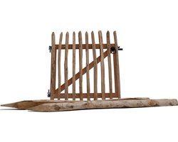Kastanje houten poort 100x100cm inclusief palen & zwart beslag