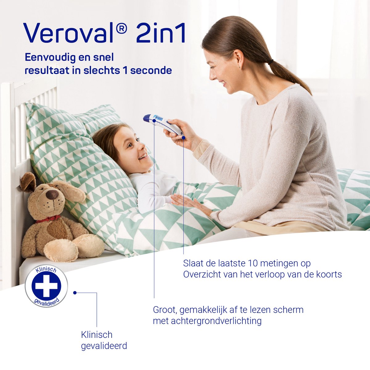 Veroval 2-in-1 infrarood koortsthermometer: voor het eenvoudig en snel meten van koorts in het oor of voorhoofd, ideaal voor gezinnen met kinderen, met 10 beschermkapjes — cadeau in Cadeau-ideeën - foto 5