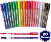 Premium Creatives Acryl Stiften - Happy Stones - Verfstiften - Acrylverf - Tekenset - Stiften - 20 kleuren - Inclusief Etui