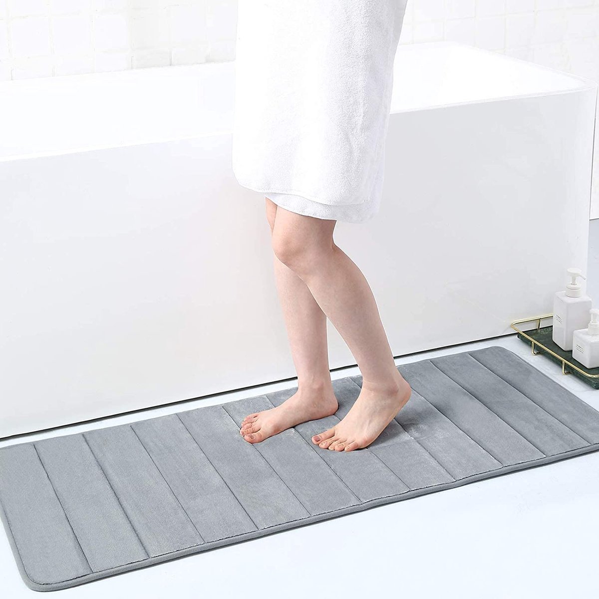 Homaxy Traagschuim badkamerbadmat, absorberend, antislip, wasbaar, badmat - 40 x 120 cm, grijs