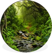 WallCircle - Wandcirkel - Muurcirkel - Natuur - Water - Jungle - Bos - Tropisch - Aluminium - Dibond - 90x90 cm - Binnen en Buiten