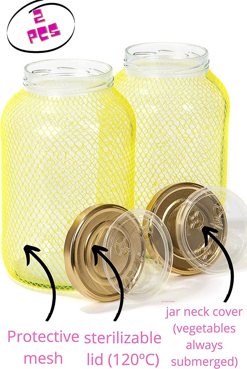 myFERMENTS Pack de 2 Tarros de Cristal con Tapa, Grandes (4.25 litros