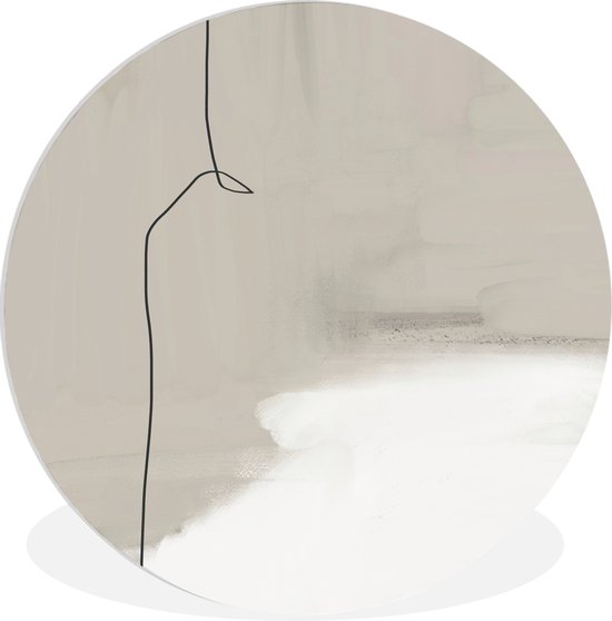 WallCircle - Wandcirkel ⌀ 60 - Abstract - Taupe - Lijn - Design - Ronde schilderijen woonkamer - Wandbord rond - Muurdecoratie cirkel - Kamer decoratie binnen - Wanddecoratie muurcirkel - Woonaccessoires