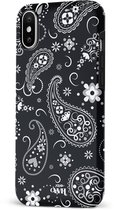 xoxo Wildhearts Paisley Dawn Black - Double Layer - Zwart hoesje geschikt voor iPhone X / Xs hoesje - Hartjes patroon case bloemen - Siliconen en TPU hoesje geschikt voor de iPhone X / Xs - zwart