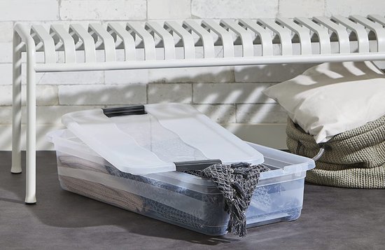 Boîte de Opbergbox 52L - 59x39x34cm - Bac de rangement pour vêtements, articles de Noël, chaussures - Boîte de rangement - Plastique