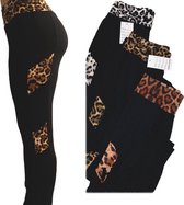 Legging- Fashion legging- Dames sportlegging- Leggingbroek 8171- Zwart wit Luipaardprint- Maat L