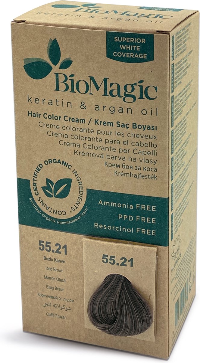 Natuurlijke haarverf KIT met Biologische Ingrediënten ook verkrijgbaar in Apotheken - IJS BRUIN 55/21 BioMagic