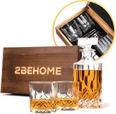2BEHOME® Whiskey set met decanteer karaf - incl. 2 whiskey glazen en 6 whiskey stones en luxe geschenkdoos - Whiskey karaf - Whisky glazen