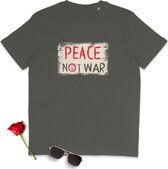 T Shirt Heren - Vrede Geen Oorlog - Korte Mouw -  Groen - Maat M