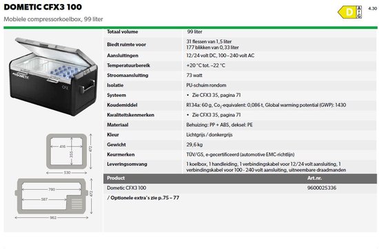 Dometic CFX3 35 Compressor koeler/vriezer - 36L - 12/24/230v