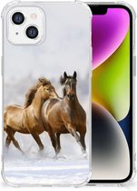 GSM Hoesje Geschikt voor iPhone 14 Bumper Hoesje met transparante rand Paarden