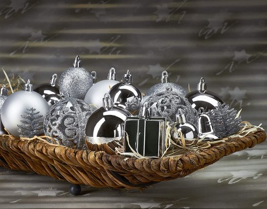 Kerstballen mix kunststof 33 stuks wol wit kopen? Kerstboomversiering