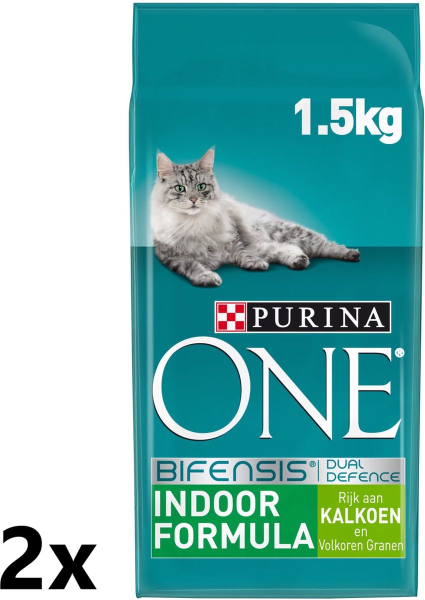 Purina One - Indoor Formula - Kalkoen - Kattenvoer - 2x1.5 kg