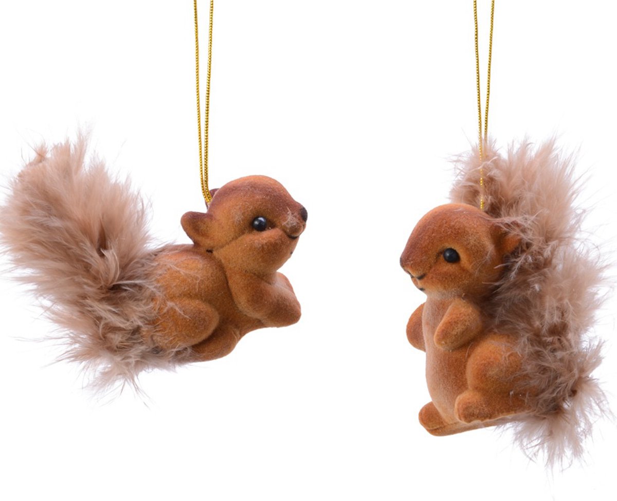 Decoris Bruine eekhoorn type 2 kerstversiering hangdecoratie 6 cm