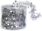 Dunne kerstslinger zilver 3,5 x 700 cm - Guirlande folie lametta - Zilveren kerstboom versieringen