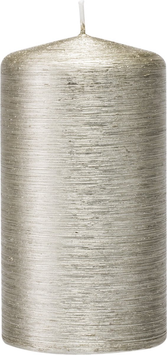 Enlightening Candles Cilinderkaars/stompkaars - zilver - 7 x 13 cm - 25 branduren - sfeerkaarsen - kaarsen - Woondecoraties