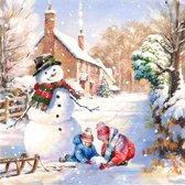Diamond painting - Spelende kinderen in de sneeuw - Kerst - Geproduceerd in Nederland - 60 x 60 cm - canvas materiaal - vierkante steentjes - Binnen 2-3 werkdagen in huis
