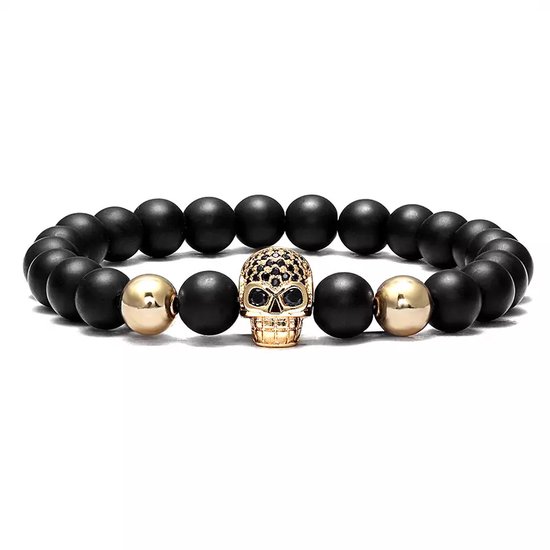 Foto: Loud and clear kralenarmband armband heren armband dames kralen skull mat zwart goud