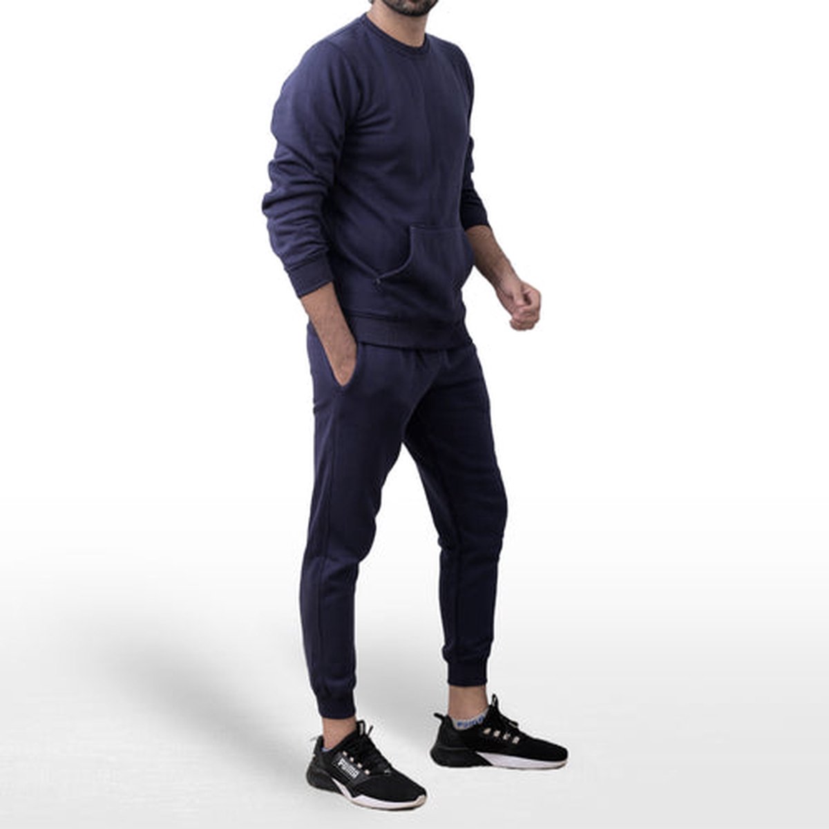 ICONICX Mens Plain Tracksuit Fleece Pullover Sweatshirt with Trousers Cotton Jogging Suit Exercise, Fitness, Boxing MMA